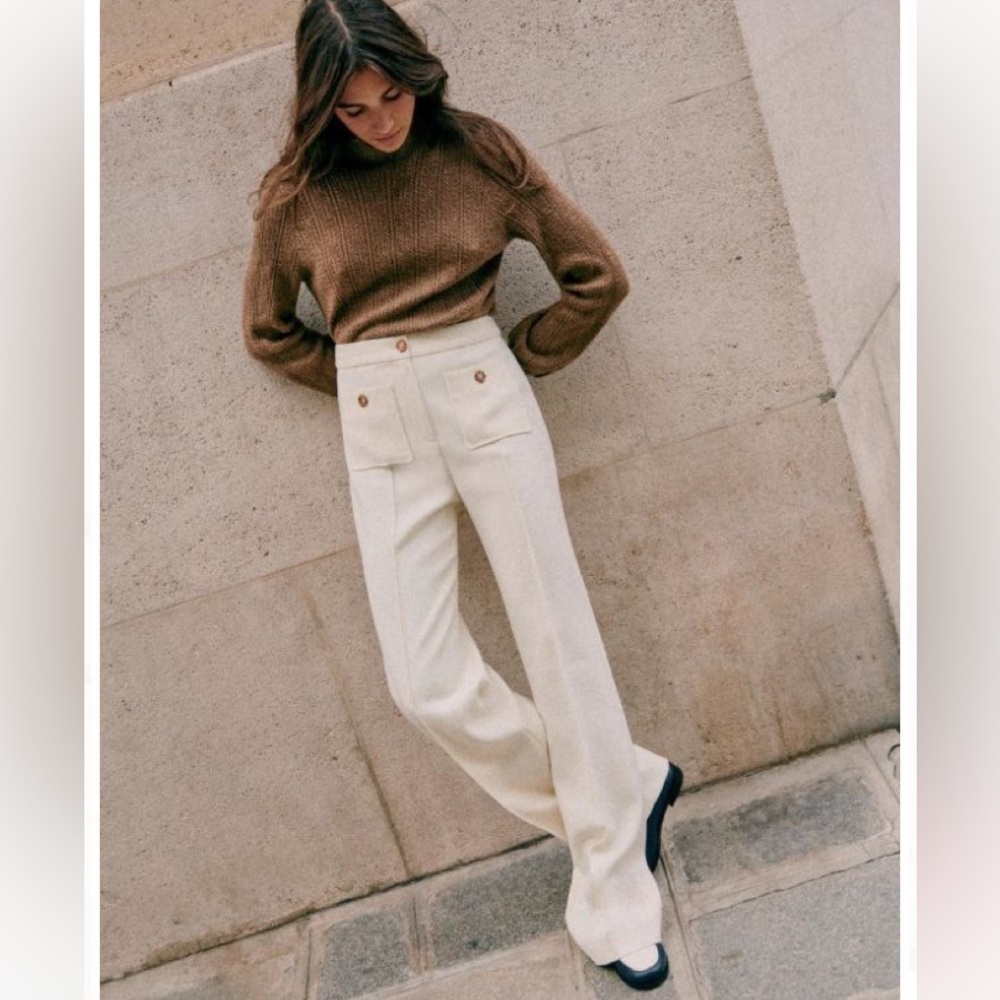 NWT SEZANE Dan Trousers 38 6 Ecru